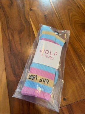 WOLF 10 Year Anniversary Pastel Stripe Socks - Pink, Blue, Yellow